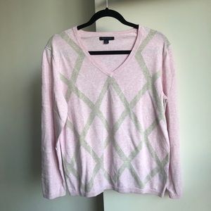 2 for 20 / Tommy Hilfiger Pale Pink Argyle V-Neck Sweater